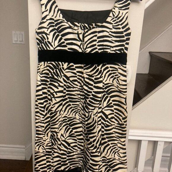 Vintage Zebra Striped Minidress with Velvet Trim and Bow - Picture 3 of 7